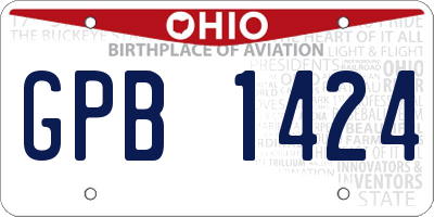 OH license plate GPB1424