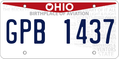 OH license plate GPB1437