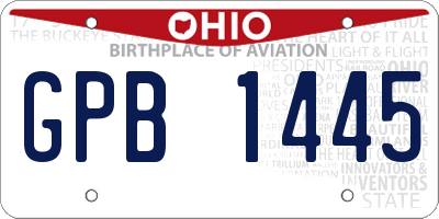 OH license plate GPB1445