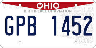 OH license plate GPB1452