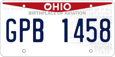 OH license plate GPB1458