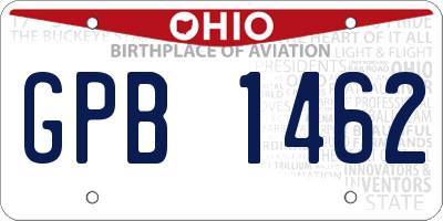 OH license plate GPB1462