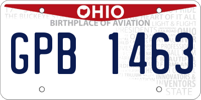 OH license plate GPB1463