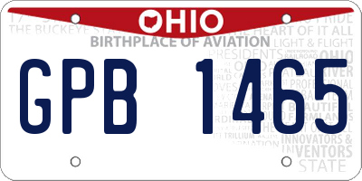 OH license plate GPB1465