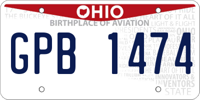 OH license plate GPB1474