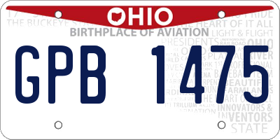 OH license plate GPB1475