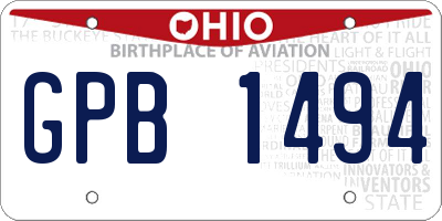 OH license plate GPB1494