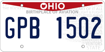OH license plate GPB1502