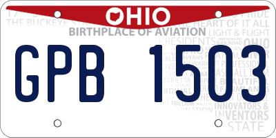 OH license plate GPB1503