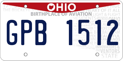 OH license plate GPB1512