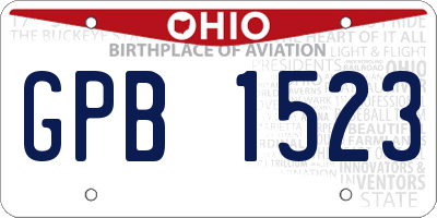 OH license plate GPB1523