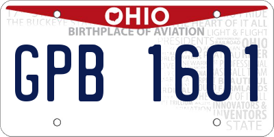 OH license plate GPB1601