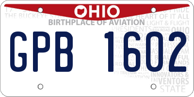 OH license plate GPB1602