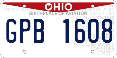 OH license plate GPB1608