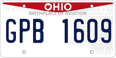 OH license plate GPB1609
