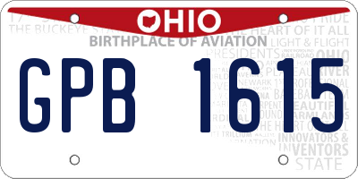 OH license plate GPB1615