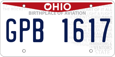 OH license plate GPB1617
