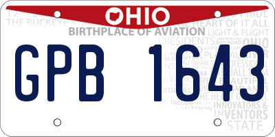 OH license plate GPB1643
