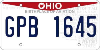 OH license plate GPB1645