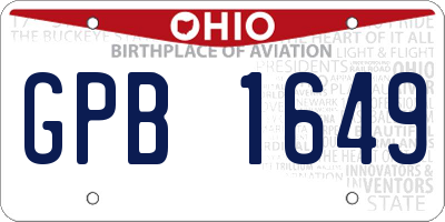 OH license plate GPB1649