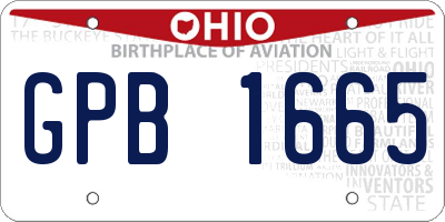OH license plate GPB1665