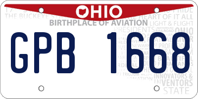 OH license plate GPB1668