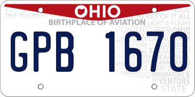 OH license plate GPB1670