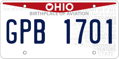 OH license plate GPB1701