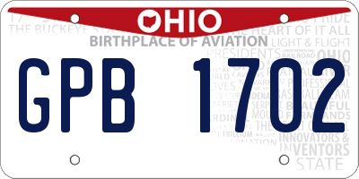 OH license plate GPB1702