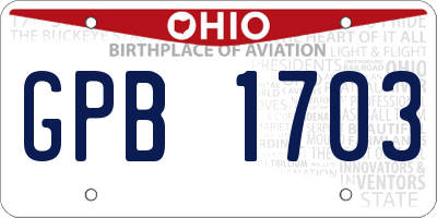 OH license plate GPB1703