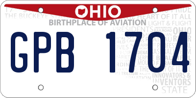 OH license plate GPB1704