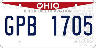OH license plate GPB1705