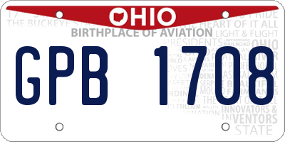 OH license plate GPB1708