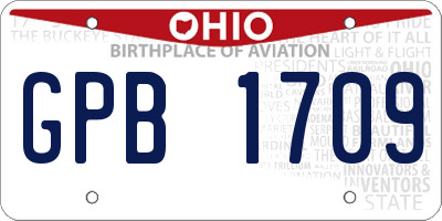 OH license plate GPB1709