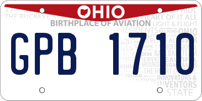 OH license plate GPB1710