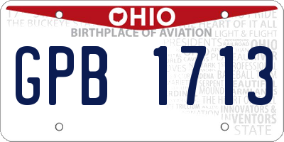 OH license plate GPB1713