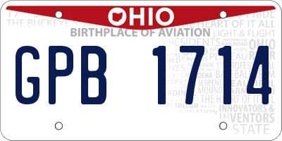 OH license plate GPB1714