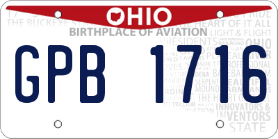OH license plate GPB1716