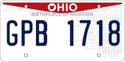 OH license plate GPB1718