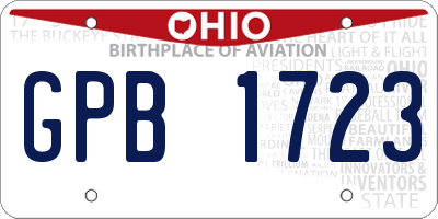 OH license plate GPB1723