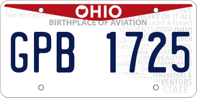 OH license plate GPB1725