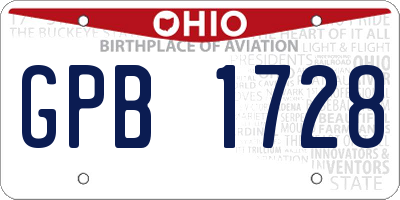 OH license plate GPB1728
