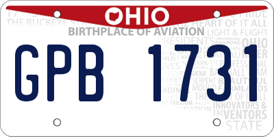 OH license plate GPB1731