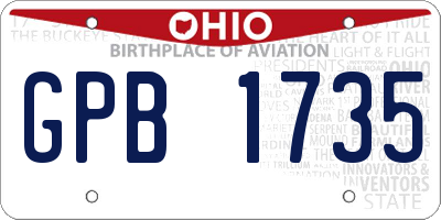 OH license plate GPB1735