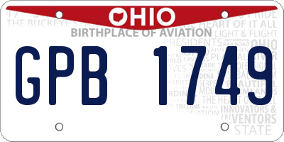OH license plate GPB1749