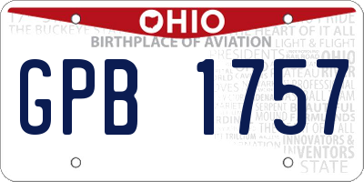 OH license plate GPB1757
