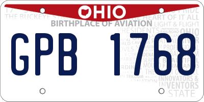 OH license plate GPB1768