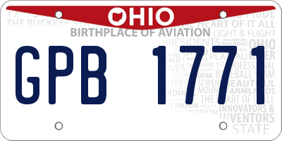 OH license plate GPB1771