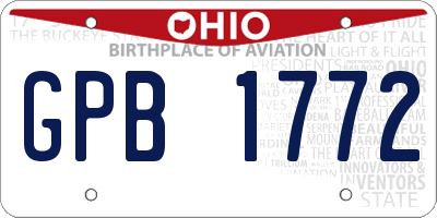 OH license plate GPB1772