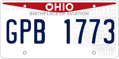 OH license plate GPB1773